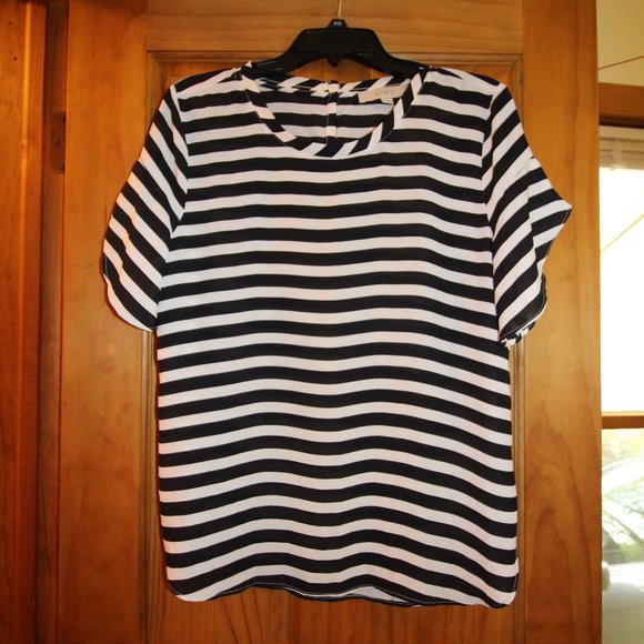 LOFT Petal Sleeve Striped Tee - Picture 2 of 5